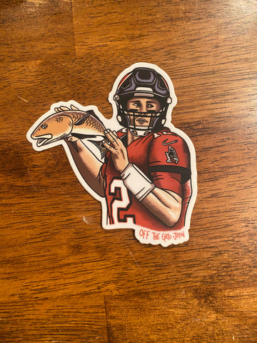 Tom Brady fishing sticker