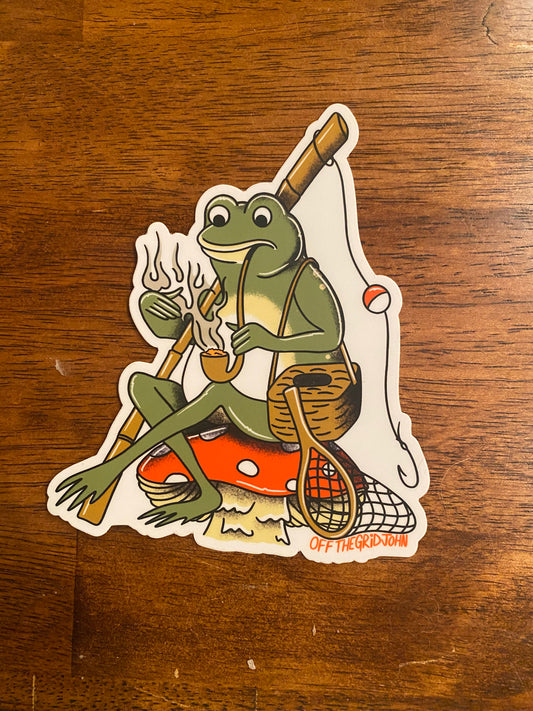Fishing Frog sticker