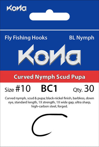 Kona BC1 Curved Nymph Scud Pupa Hooks