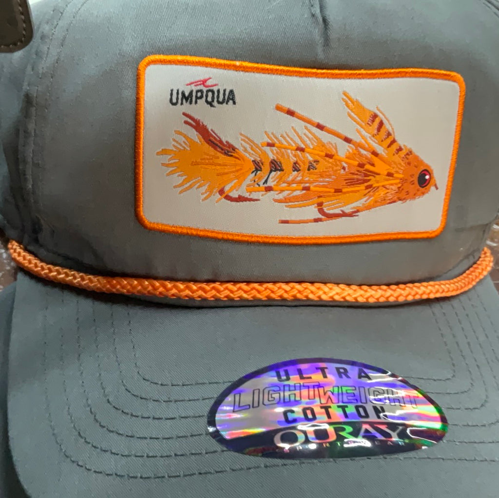 Umpqua meat slinger gray/orange rope hat